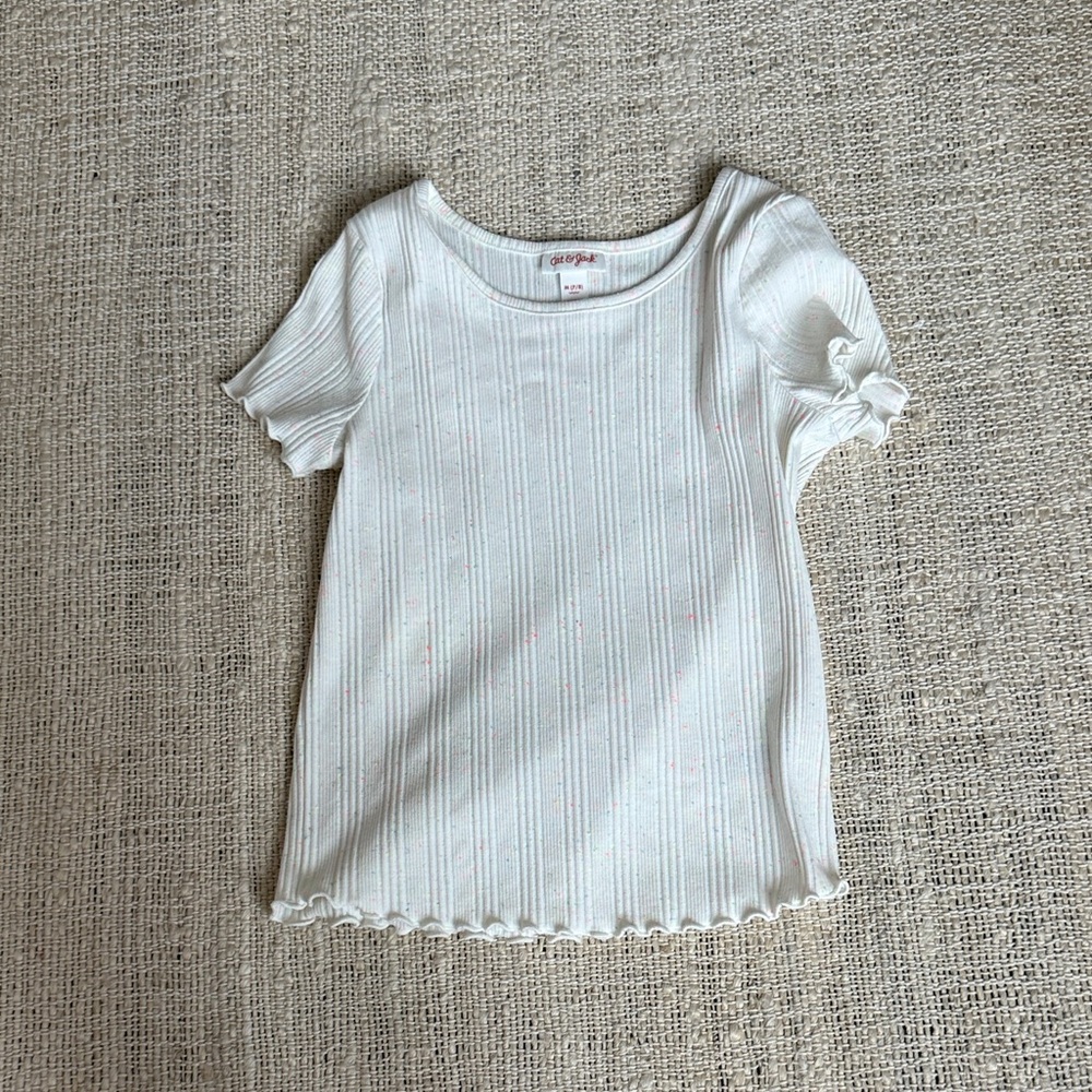 Cat & Jack Cream Ribbed Short Sleeve Tee